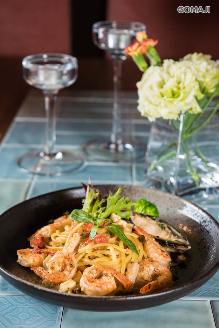 檸檬番茄酸豆蝦義大利麵套餐