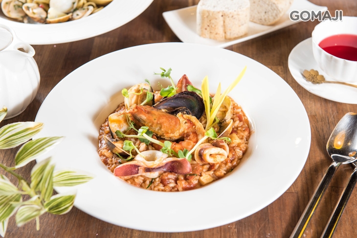 番茄臘腸海鮮總匯燉飯套