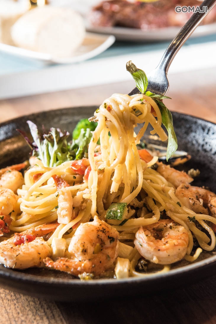 檸檬番茄酸豆蝦義大利麵套餐