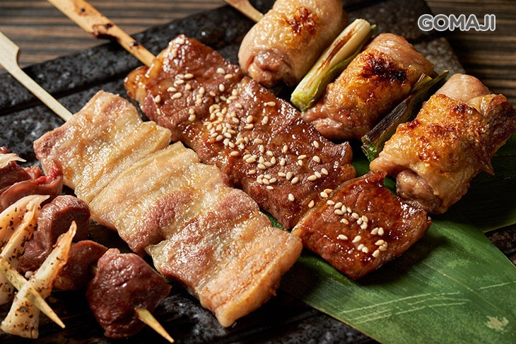 明太子雞肉串+鹽烤雞軟骨+鹽烤豬五花+鹽烤無骨牛+青蔥雞肉串+秋刀魚卷+鹽烤雞胗