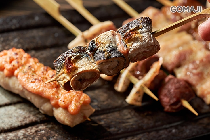 明太子雞肉串+鹽烤雞軟骨+鹽烤豬五花+鹽烤無骨牛+青蔥雞肉串+秋刀魚卷+鹽烤雞胗