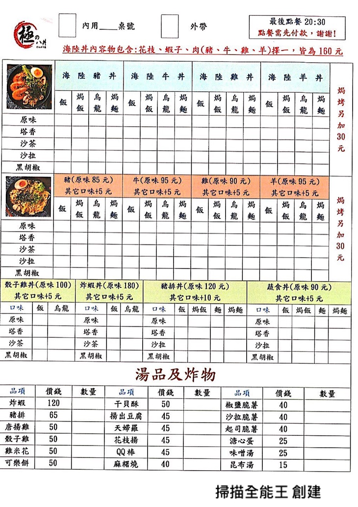 極の八丼 日式丼飯(三重店)　菜單
