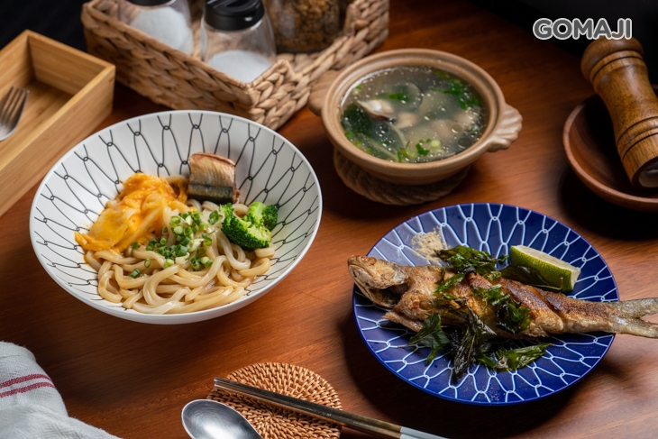  漁夫烏龍麵 + 市場鮮魚 + 薑絲蛤蜊湯