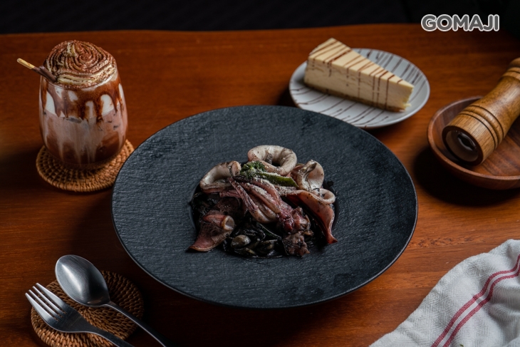 墨魚海鮮義大利麵+熔岩可可歐蕾+當日甜點