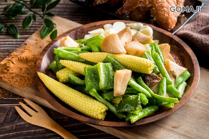 青菜類（四季豆、玉米筍、杏鮑菇、青椒）