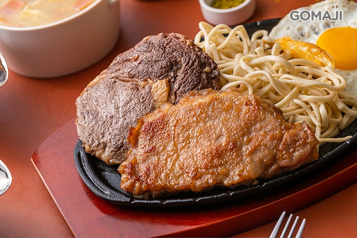 雙拼:牛排+豬排