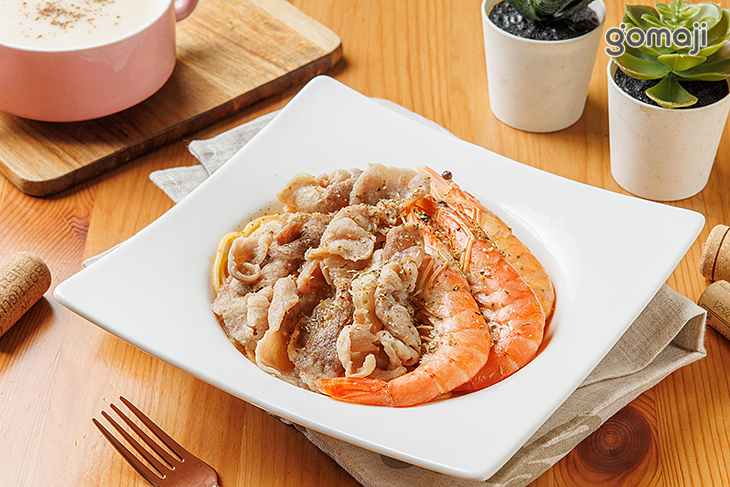 雙主餐義大利麵 (豬肉+鮮蝦)