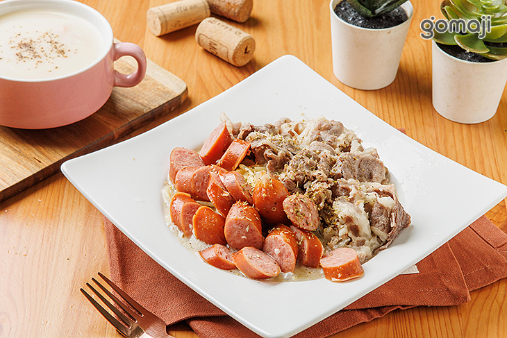 雙主餐義大利麵 (德腸+雪花牛)