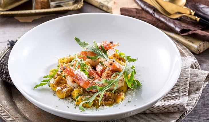 甜蝦干貝南瓜蝴蝶麵