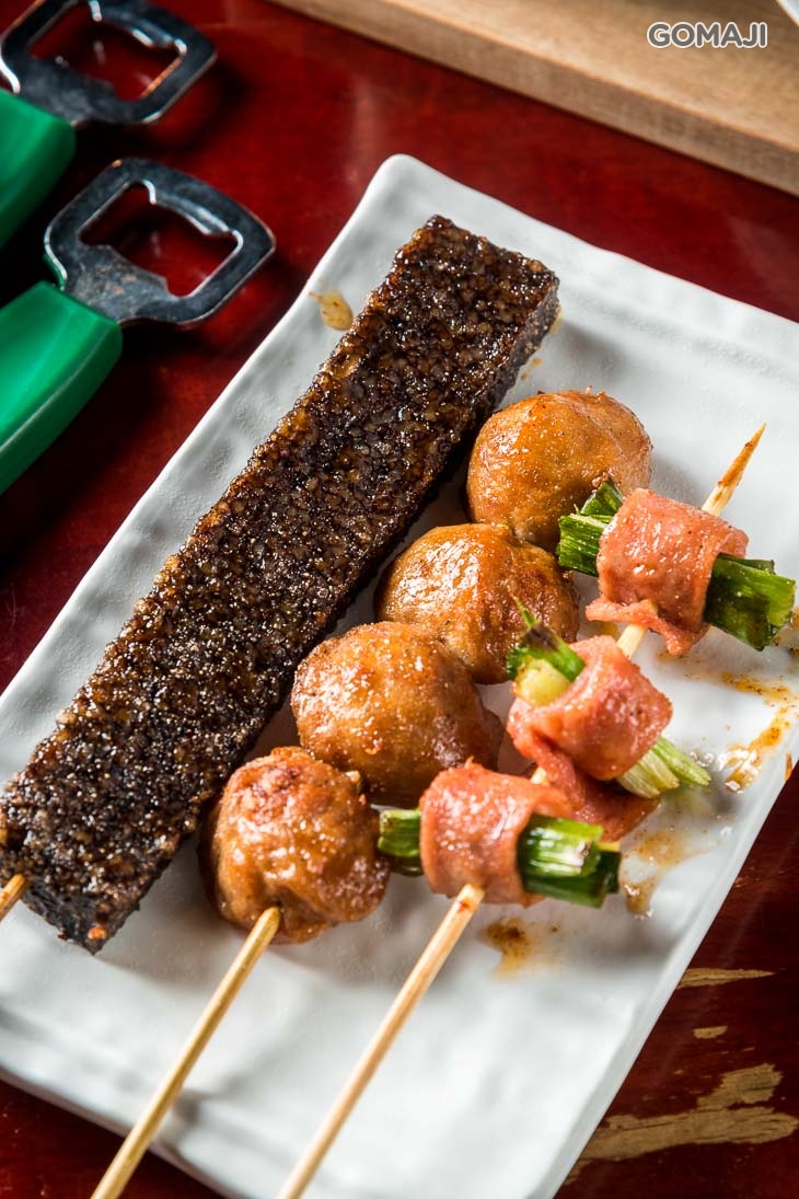 培根青蔥串,米血,貢丸