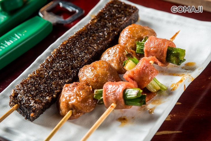 培根青蔥串,米血,貢丸