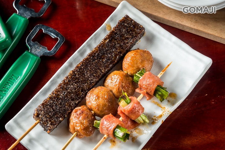 培根青蔥串,米血,貢丸