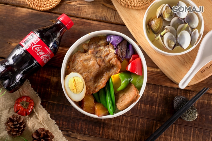 黑胡椒豬排+蛤蜊湯+可樂