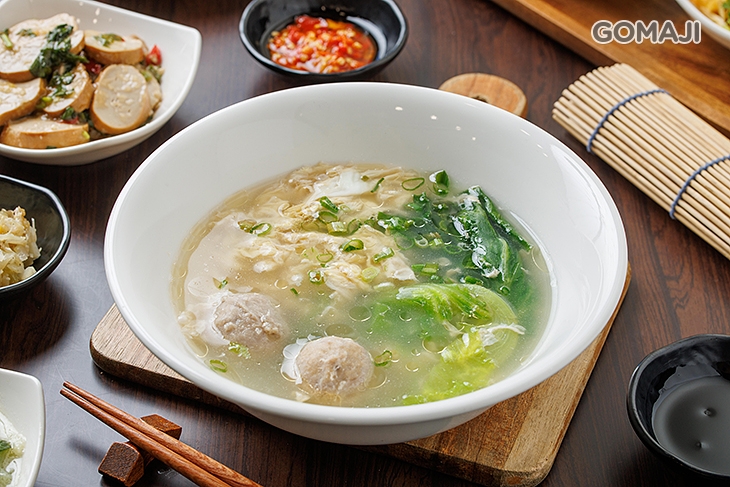青菜蛋花湯+貢丸