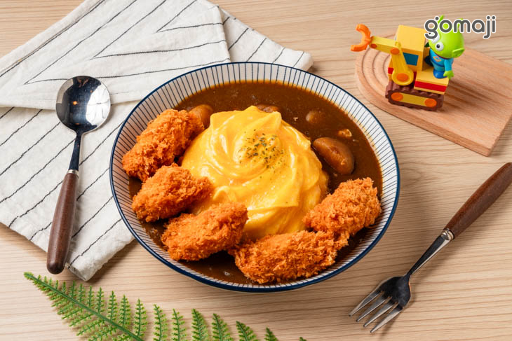 螺旋蛋炸牡蠣咖哩飯