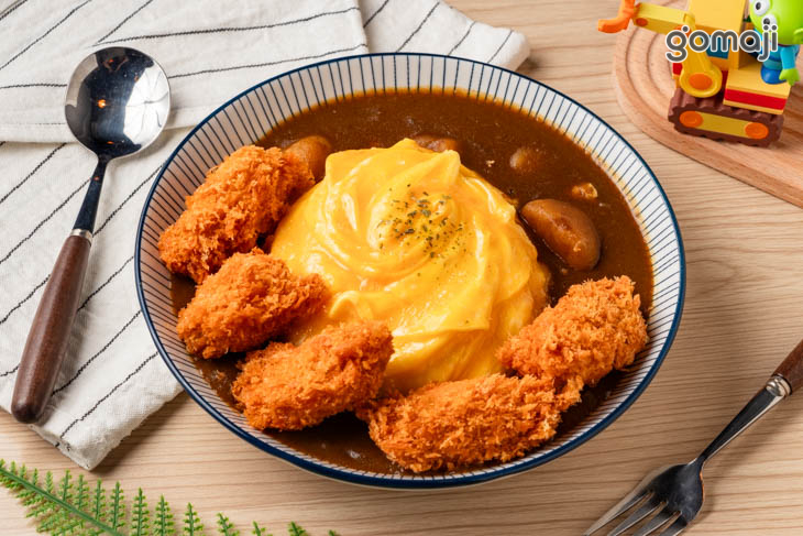 螺旋蛋炸牡蠣咖哩飯