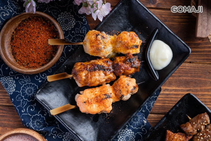 醬烤雞腿串、起司雞腿串、明太子雞腿串
