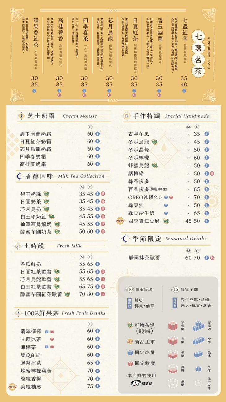 七盞茶(新竹西大店)菜單