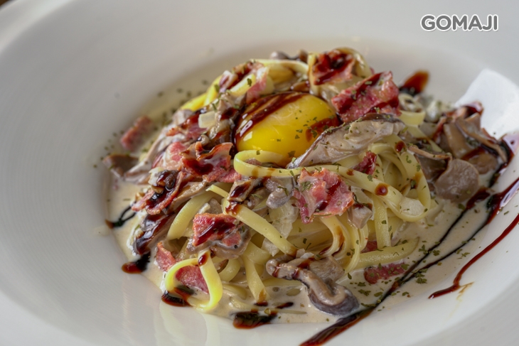 月見奶油培根義大利麵細扁麵