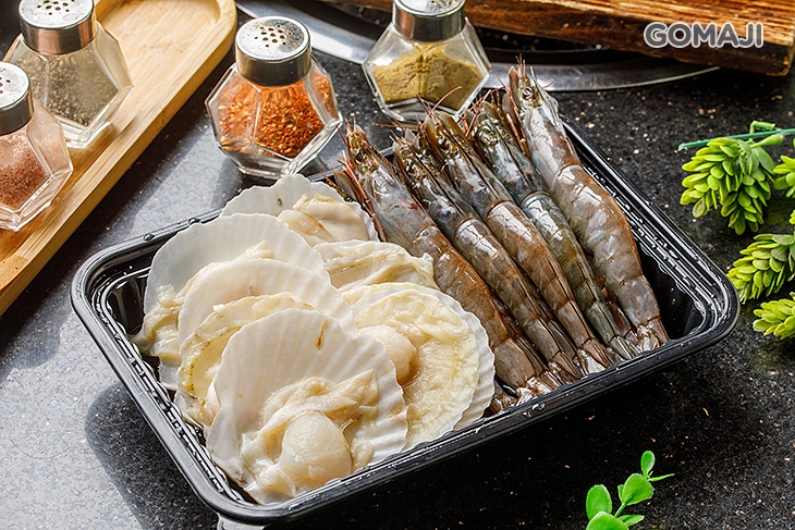 黑金鋼白蝦12隻 + 扇貝八顆