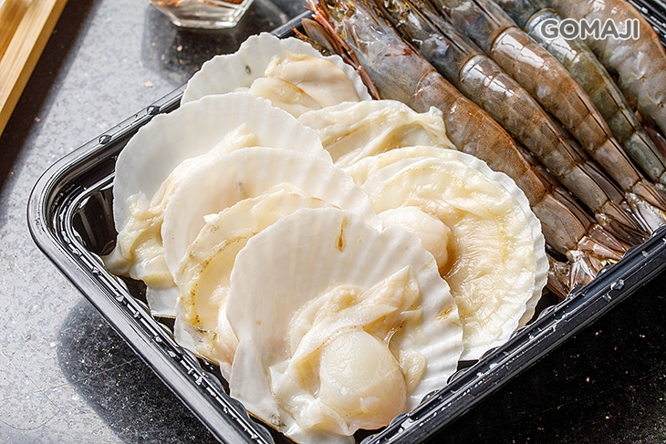 黑金鋼白蝦12隻 + 扇貝八顆