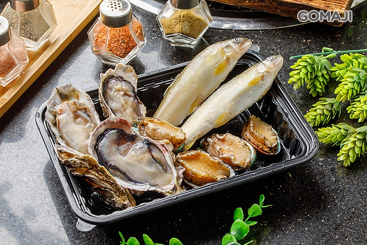 鮑魚八顆 + 生蠔八顆 + 香魚二條