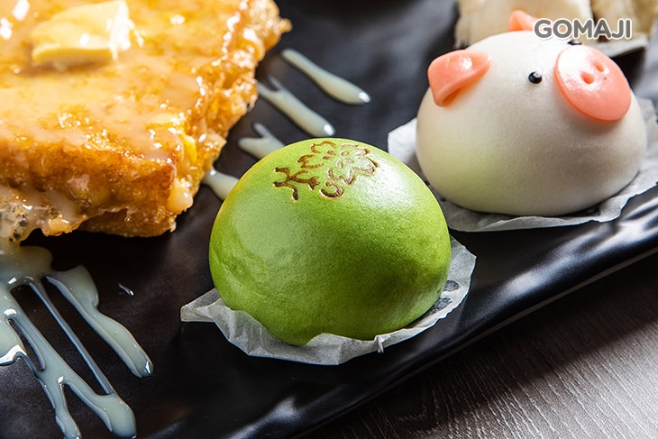 抹茶紅豆流沙包