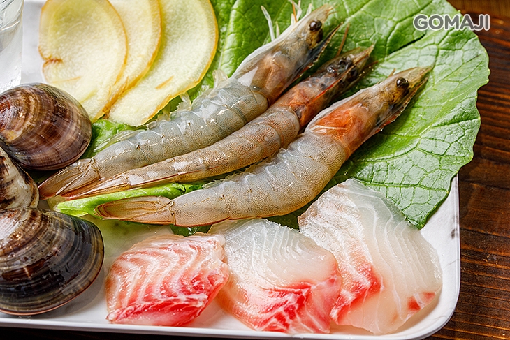 海鮮盤一份(含白蝦+蛤仔+鯛魚) 