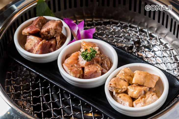 椒鹽白晶腸、炙燒雞腿肉、麻辣口水牛
