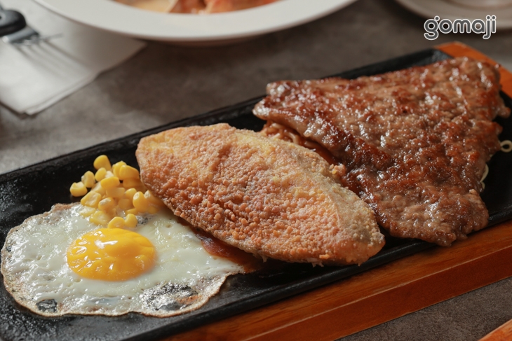 大比目魚排+豬排