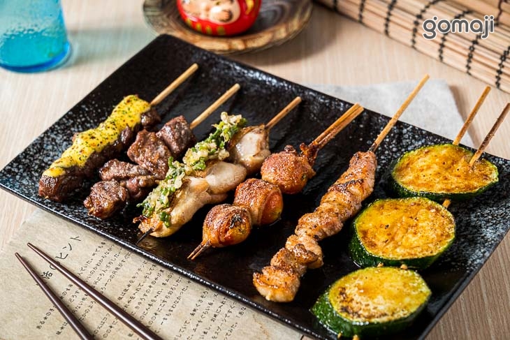 蔥鹽無骨雞腿肉+豬五花捲番茄+豬五花肉串+鹽烤牛肋串+起司牛肋串+櫛瓜