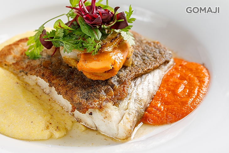 加泰隆尼亞爐烤青森帆立貝海鱸魚