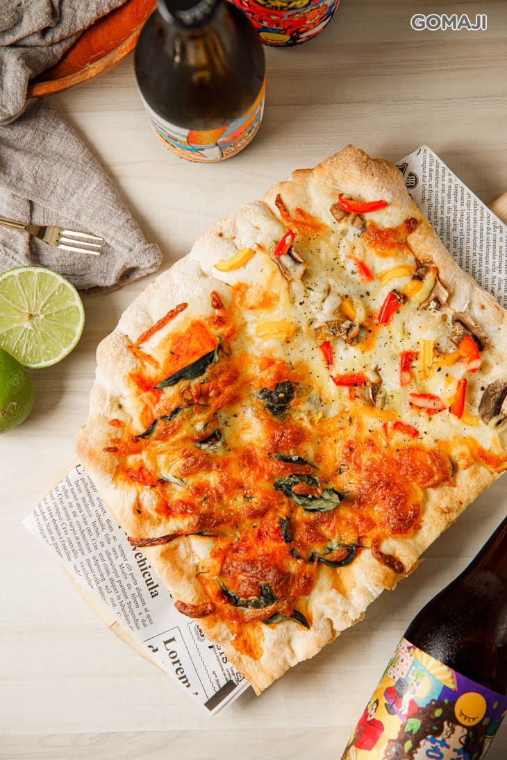 瑪格莉特披薩+白醬奶油胡椒蘑菇披薩