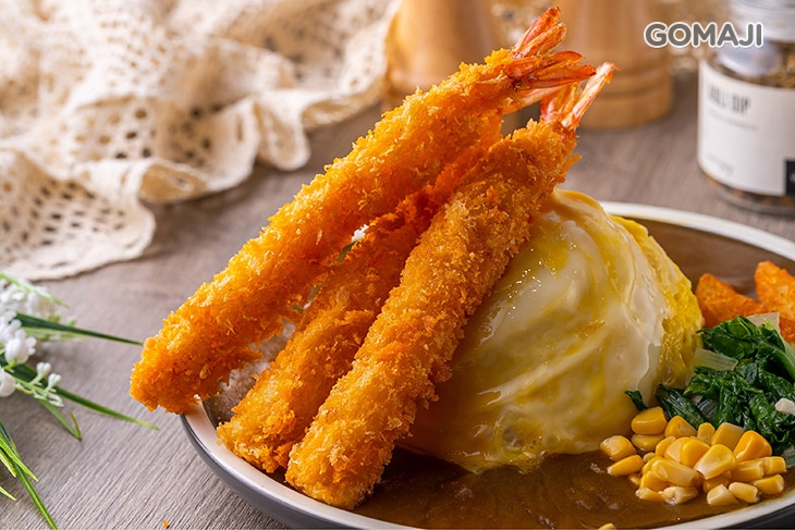 歐姆蛋起司咖哩·日式炸蝦蛋包飯
