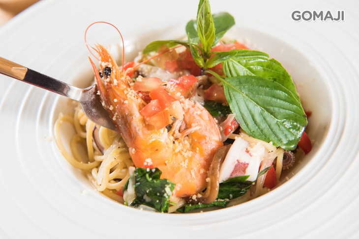 蒜味清炒中卷鮮蝦義大利麵