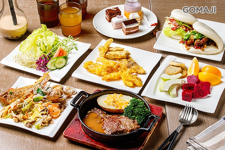  炙燒特製牛排一份+小農蔬食午餐自助百匯