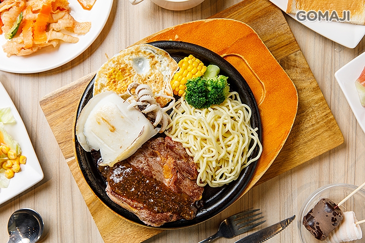 鮮味墨魚排一份 + 沙朗牛排