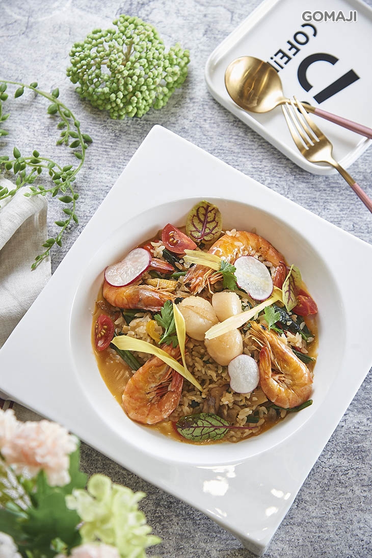 蝦汁奶油干貝燉飯