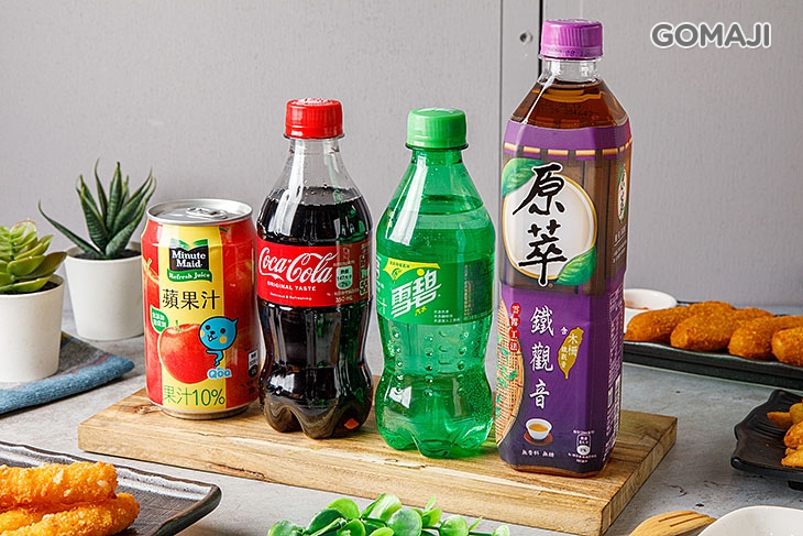 飲料：原萃(580ml)/美麗果(320ml)/可樂(350ml)/雪碧(350ml)  四選一
