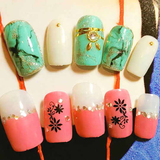 迷人电眼女神系美睫(接到沙龙甲彩绘作品图片最美美钻指甲图片足部