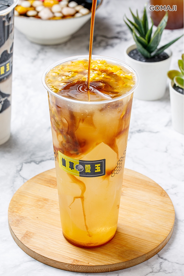 鮮切百香果檸檬黑糖愛玉