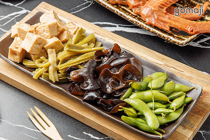 百頁豆腐+貢菜+毛豆+木耳