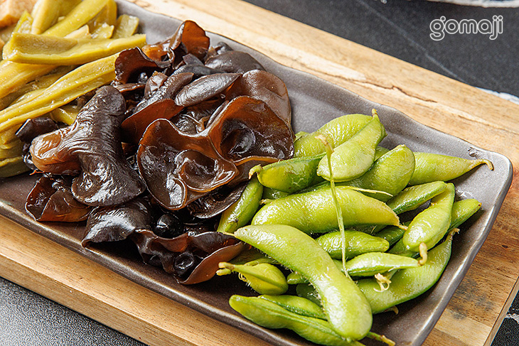 百頁豆腐+貢菜+毛豆+木耳