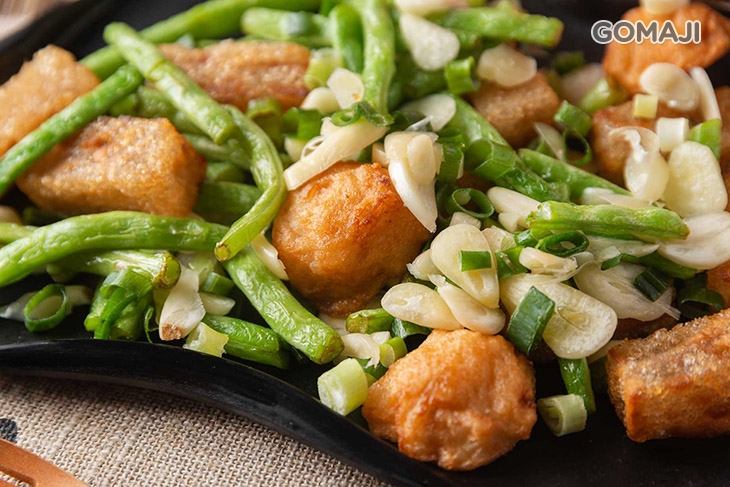 炸芋籤+炸花枝丸+炸四季豆