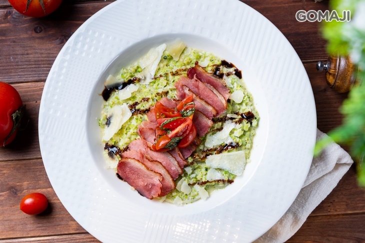 櫻桃鴨胸奶油綠花椰米燉飯