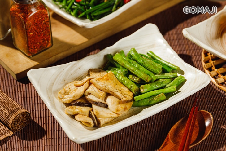 椒鹽四季豆+椒鹽杏鮑菇