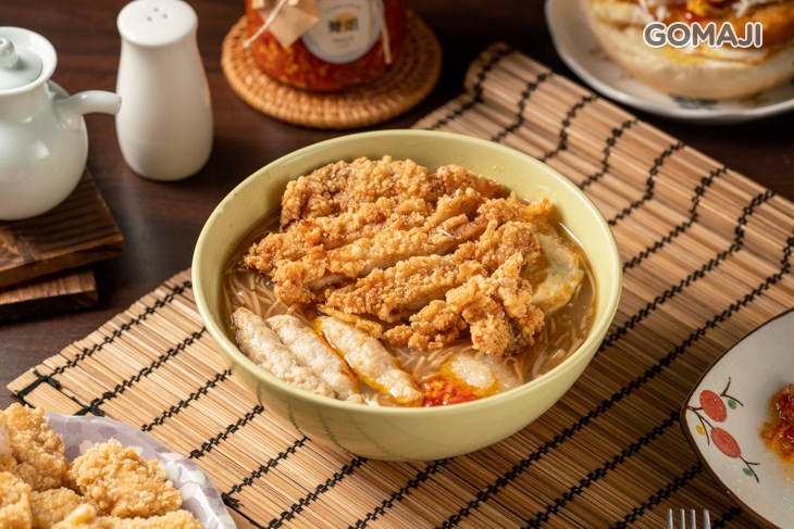 炸豬排蛋麵線焿