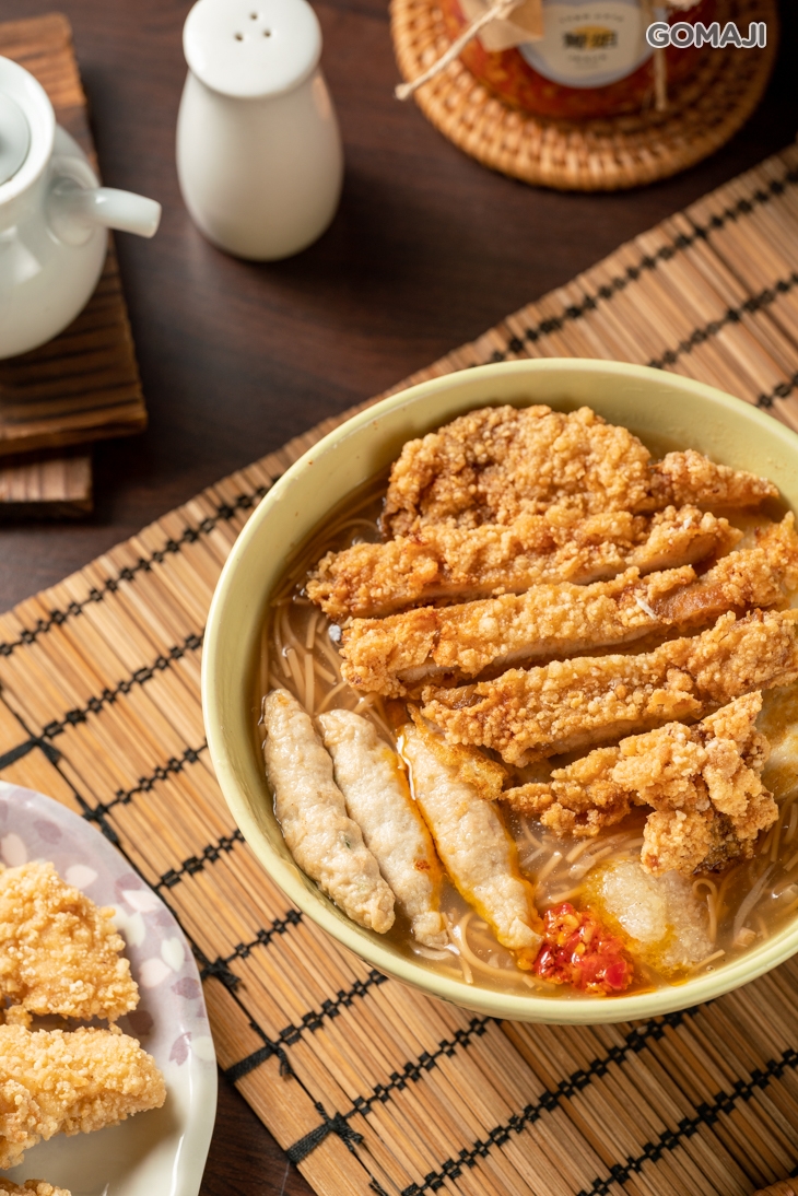 炸豬排蛋麵線焿