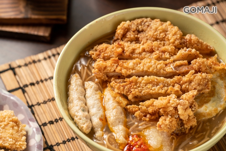 炸豬排蛋麵線焿