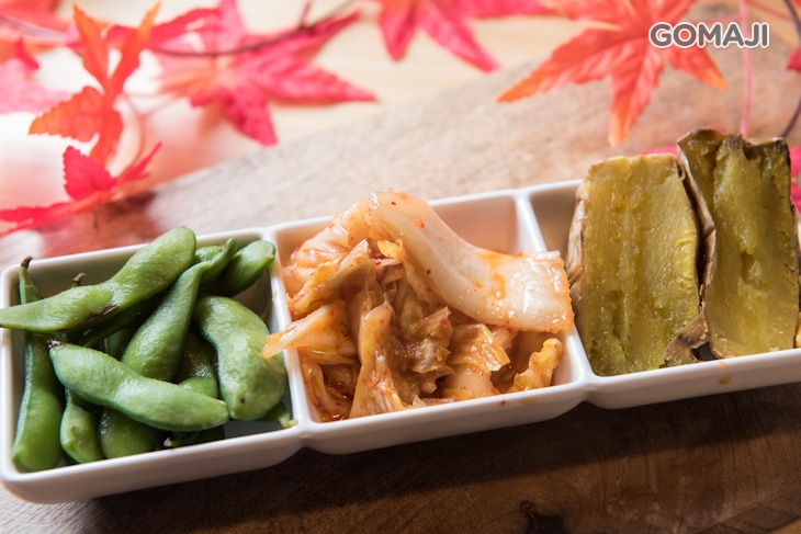 薄鹽毛豆 + 手作泡菜 + 冰心地瓜